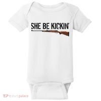 She Be Kickin Guns Saying Cool Hot Women Lady Baby Bodysuit thumb 0