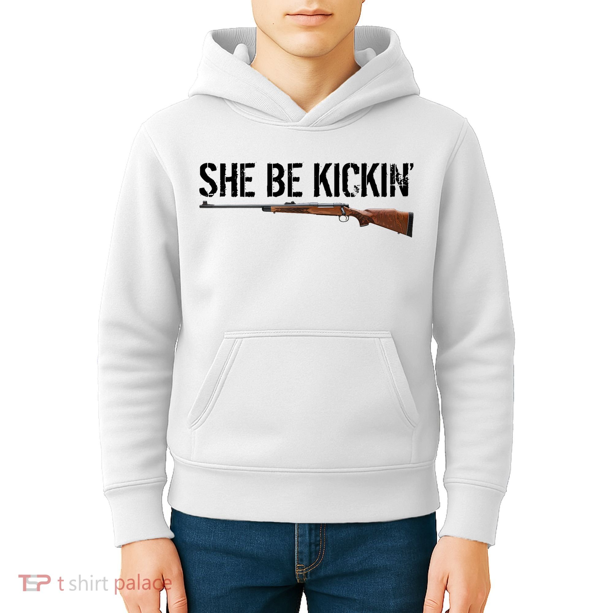 She Be Kickin Guns Saying Cool Hot Women Lady Kids Hoodie