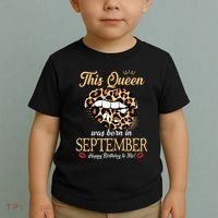 September Birthday Leopard Its My Birthday September Queen Toddler T-Shirt thumb 2