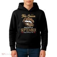 September Birthday Leopard Its My Birthday September Queen Kids Hoodie thumb 4