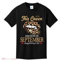 September Birthday Leopard Its My Birthday September Queen Kids T-Shirt thumb 0