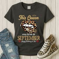 September Birthday Leopard Its My Birthday September Queen Women's T-Shirt thumb 3