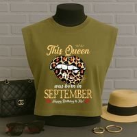 September Birthday Leopard Its My Birthday September Queen Garment-Dyed Women's Muscle Tee thumb 3