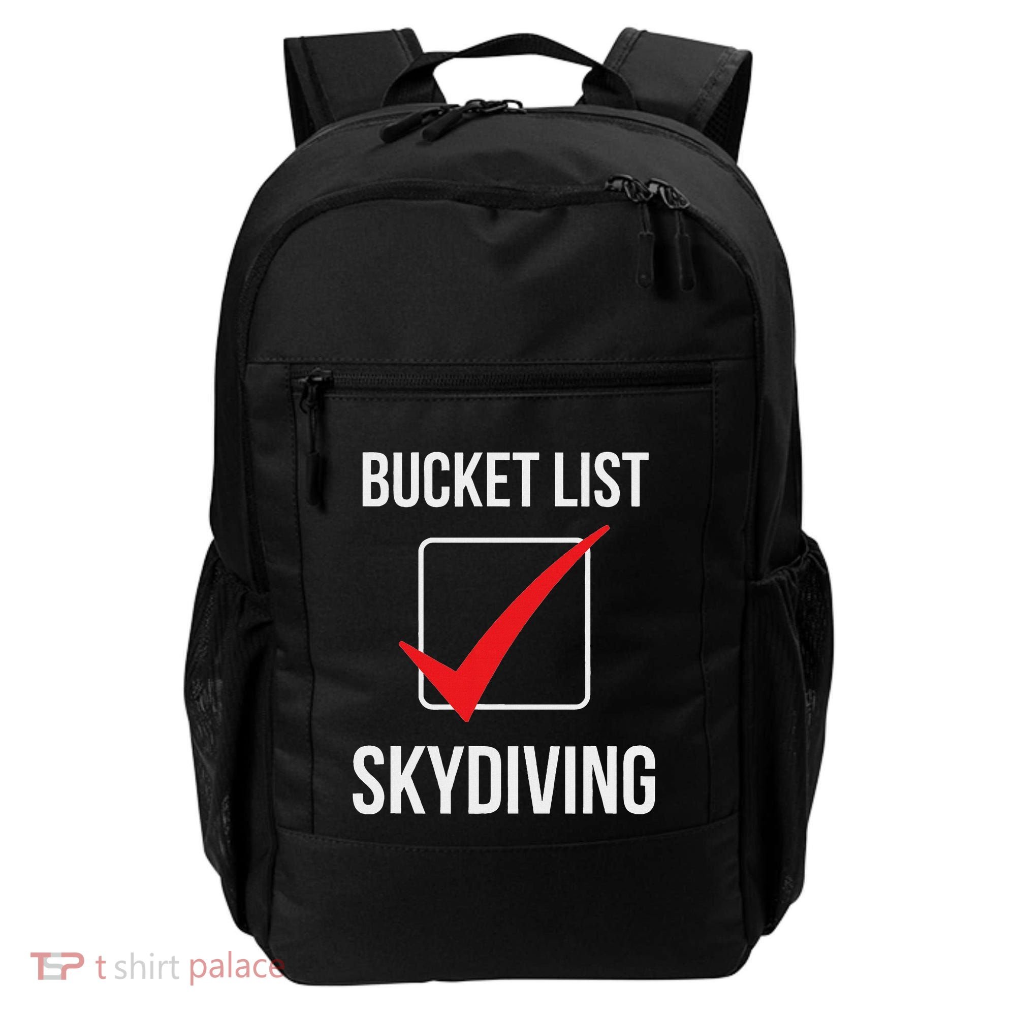 Skydiving Bucket List Check Skydiver Parachute Plane Jump Backpack