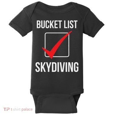 Skydiving Bucket List Check Skydiver Parachute Plane Jump Baby Bodysuit