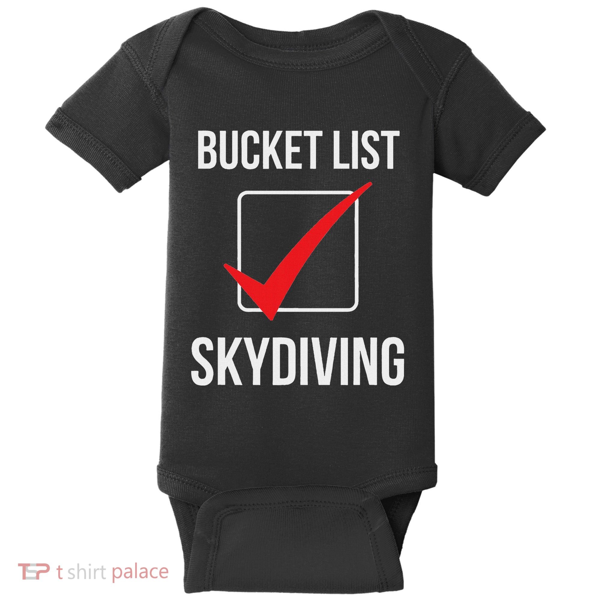 Skydiving Bucket List Check Skydiver Parachute Plane Jump Baby Bodysuit