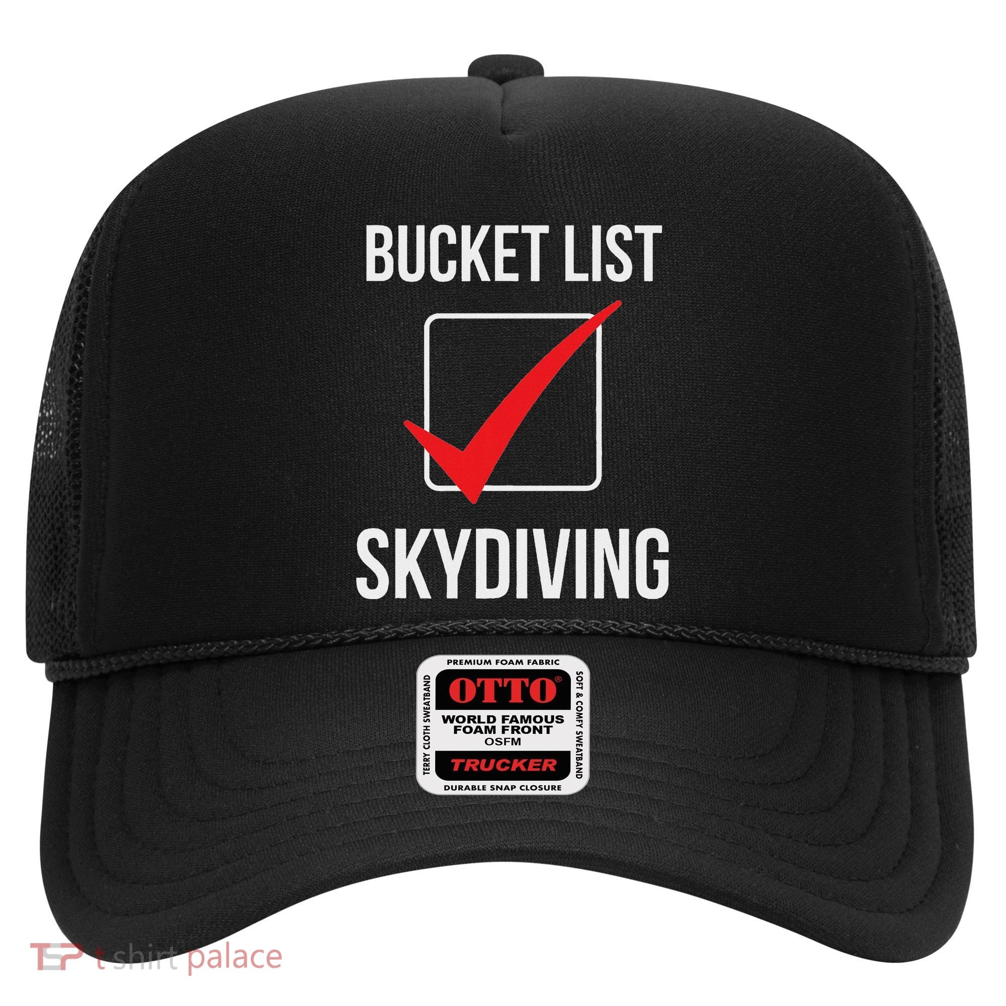 Skydiving Bucket List Check Skydiver Parachute Plane Jump Hat