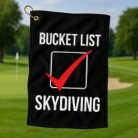 Skydiving Bucket List Check Skydiver Parachute Plane Jump Golf Towel thumb 1