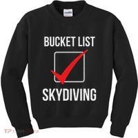 Skydiving Bucket List Check Skydiver Parachute Plane Jump Kids Sweatshirt thumb 0