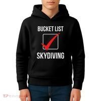 Skydiving Bucket List Check Skydiver Parachute Plane Jump Kids Hoodie thumb 4