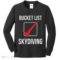 Skydiving Bucket List Check Skydiver Parachute Plane Jump Kids Long Sleeve Shirt thumb 0