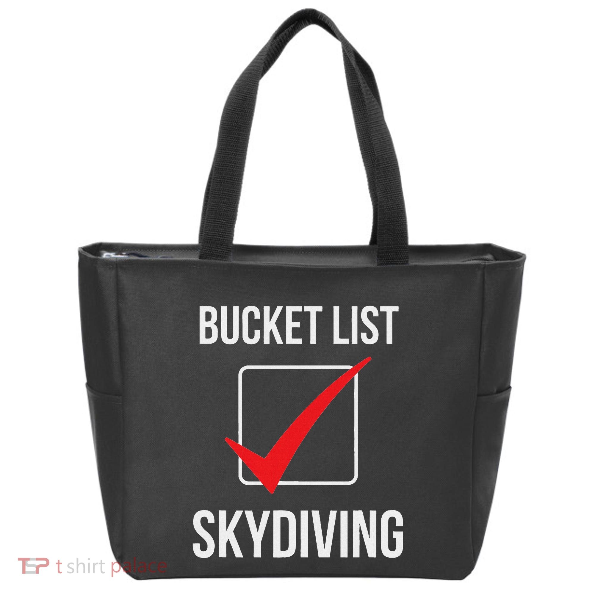 Skydiving Bucket List Check Skydiver Parachute Plane Jump Tote Bag