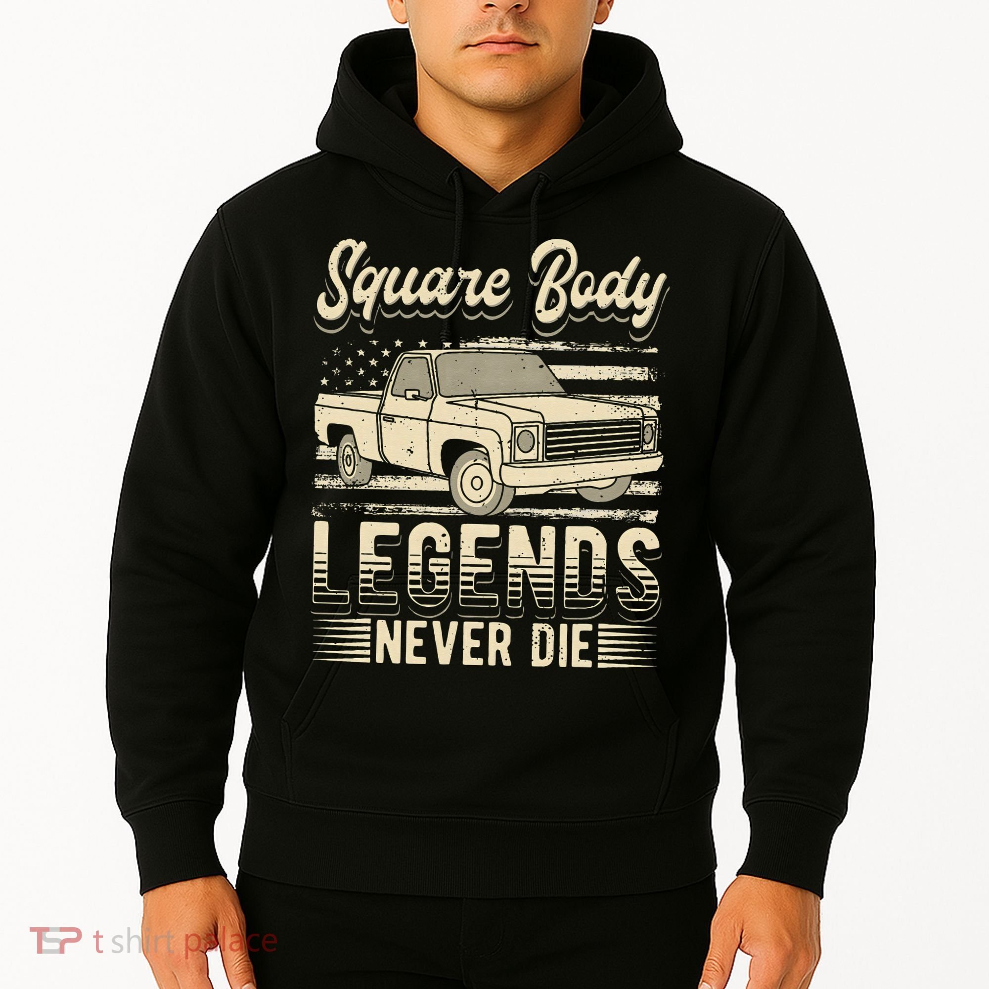 Square Body Legends Never Die Artwork For A Truck Driver Hoodie