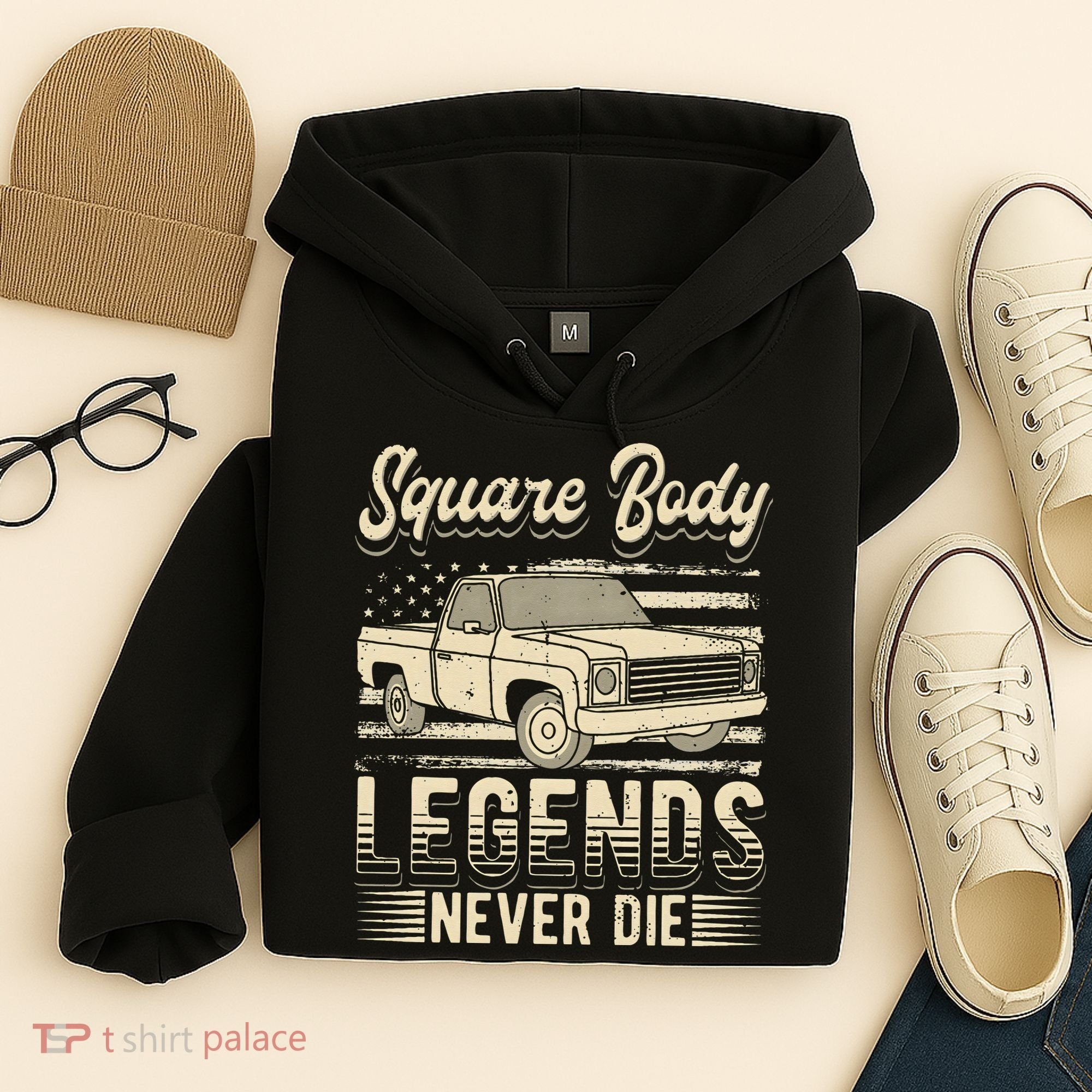 Square Body Legends Never Die Artwork For A Truck Driver Hoodie