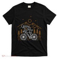 Skeleton Biking Lazy Halloween Costume Cool Line Art Bicycle T-Shirt thumb 0