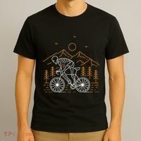 Skeleton Biking Lazy Halloween Costume Cool Line Art Bicycle T-Shirt thumb 3