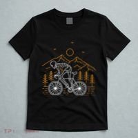 Skeleton Biking Lazy Halloween Costume Cool Line Art Bicycle T-Shirt thumb 5