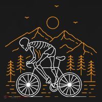 Skeleton Biking Lazy Halloween Costume Cool Line Art Bicycle Bucket Hat thumb 4