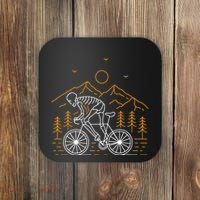 Skeleton Biking Lazy Halloween Costume Cool Line Art Bicycle Coaster thumb 0