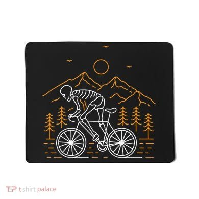 Skeleton Biking Lazy Halloween Costume Cool Line Art Bicycle Mousepad