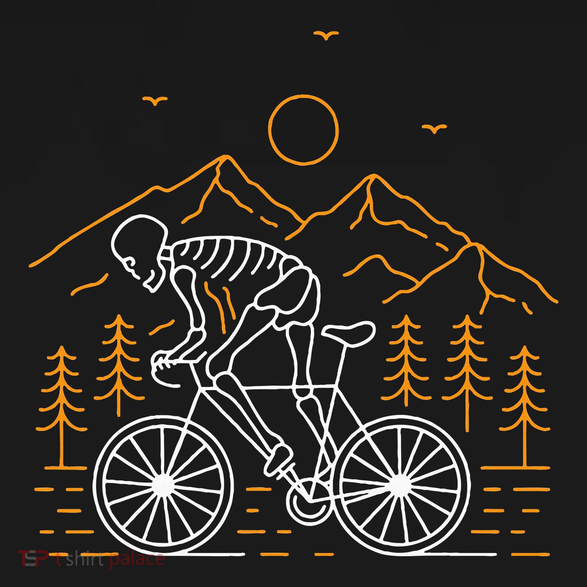 Skeleton Biking Lazy Halloween Costume Cool Line Art Bicycle Mousepad