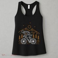 Skeleton Biking Lazy Halloween Costume Cool Line Art Bicycle Women's Tank Top thumb 3