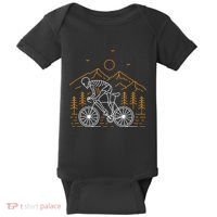 Skeleton Biking Lazy Halloween Costume Cool Line Art Bicycle Baby Bodysuit thumb 0