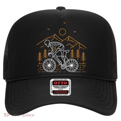 Skeleton Biking Lazy Halloween Costume Cool Line Art Bicycle Hat