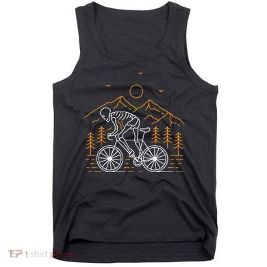Skeleton Biking Lazy Halloween Costume Cool Line Art Bicycle Tank Top