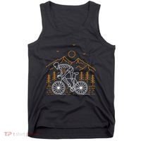 Skeleton Biking Lazy Halloween Costume Cool Line Art Bicycle Tank Top thumb 0