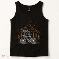 Skeleton Biking Lazy Halloween Costume Cool Line Art Bicycle Tank Top thumb 2