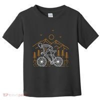 Skeleton Biking Lazy Halloween Costume Cool Line Art Bicycle Toddler T-Shirt thumb 0