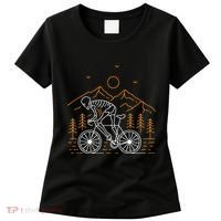 Skeleton Biking Lazy Halloween Costume Cool Line Art Bicycle Women's T-Shirt thumb 0