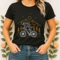 Skeleton Biking Lazy Halloween Costume Cool Line Art Bicycle Women's T-Shirt thumb 2