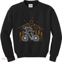 Skeleton Biking Lazy Halloween Costume Cool Line Art Bicycle Kids Sweatshirt thumb 0