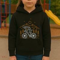 Skeleton Biking Lazy Halloween Costume Cool Line Art Bicycle Kids Hoodie thumb 3