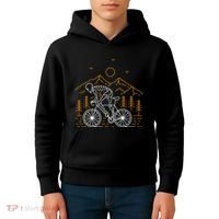 Skeleton Biking Lazy Halloween Costume Cool Line Art Bicycle Kids Hoodie thumb 4
