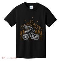 Skeleton Biking Lazy Halloween Costume Cool Line Art Bicycle Kids T-Shirt thumb 0