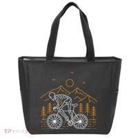 Skeleton Biking Lazy Halloween Costume Cool Line Art Bicycle Tote Bag thumb 0