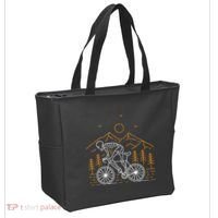 Skeleton Biking Lazy Halloween Costume Cool Line Art Bicycle Tote Bag thumb 2