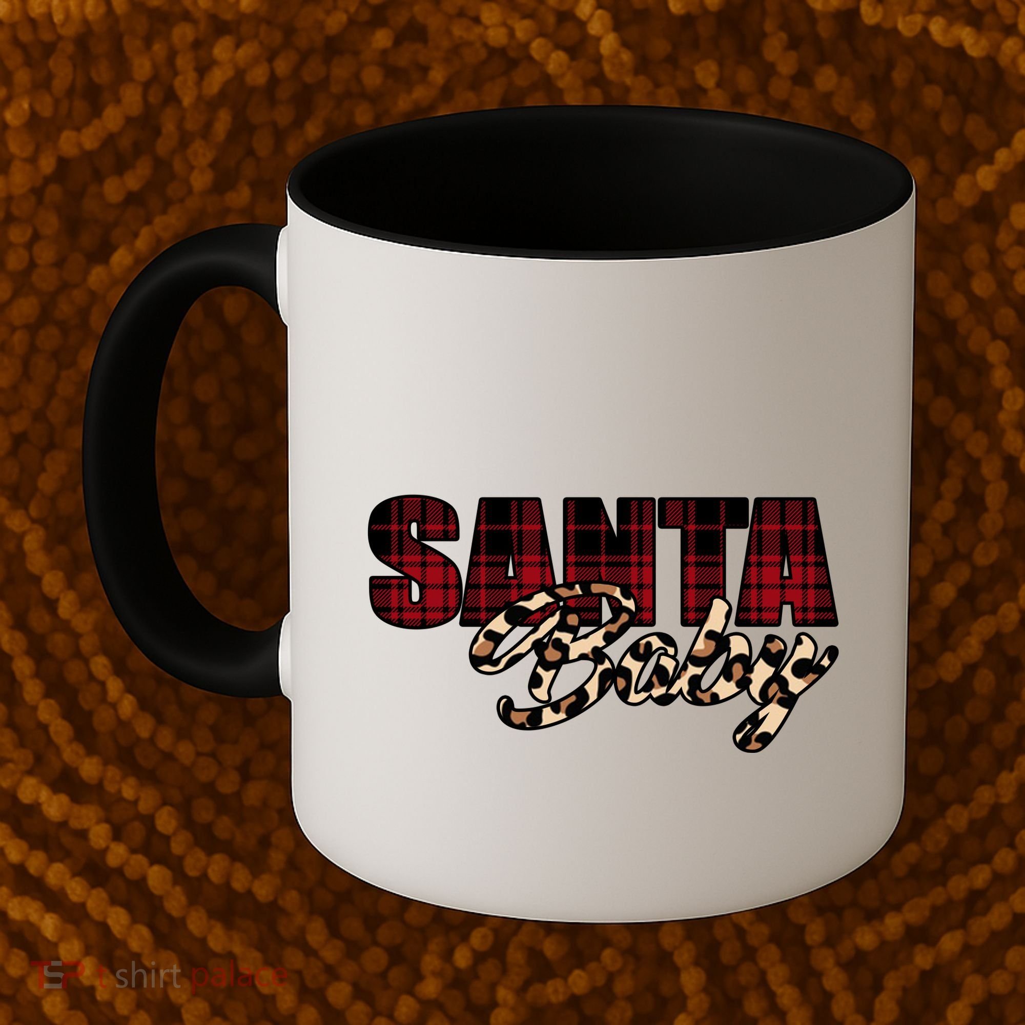Santa Baby Leopard Christmas Pattern Logo Coffee Mug