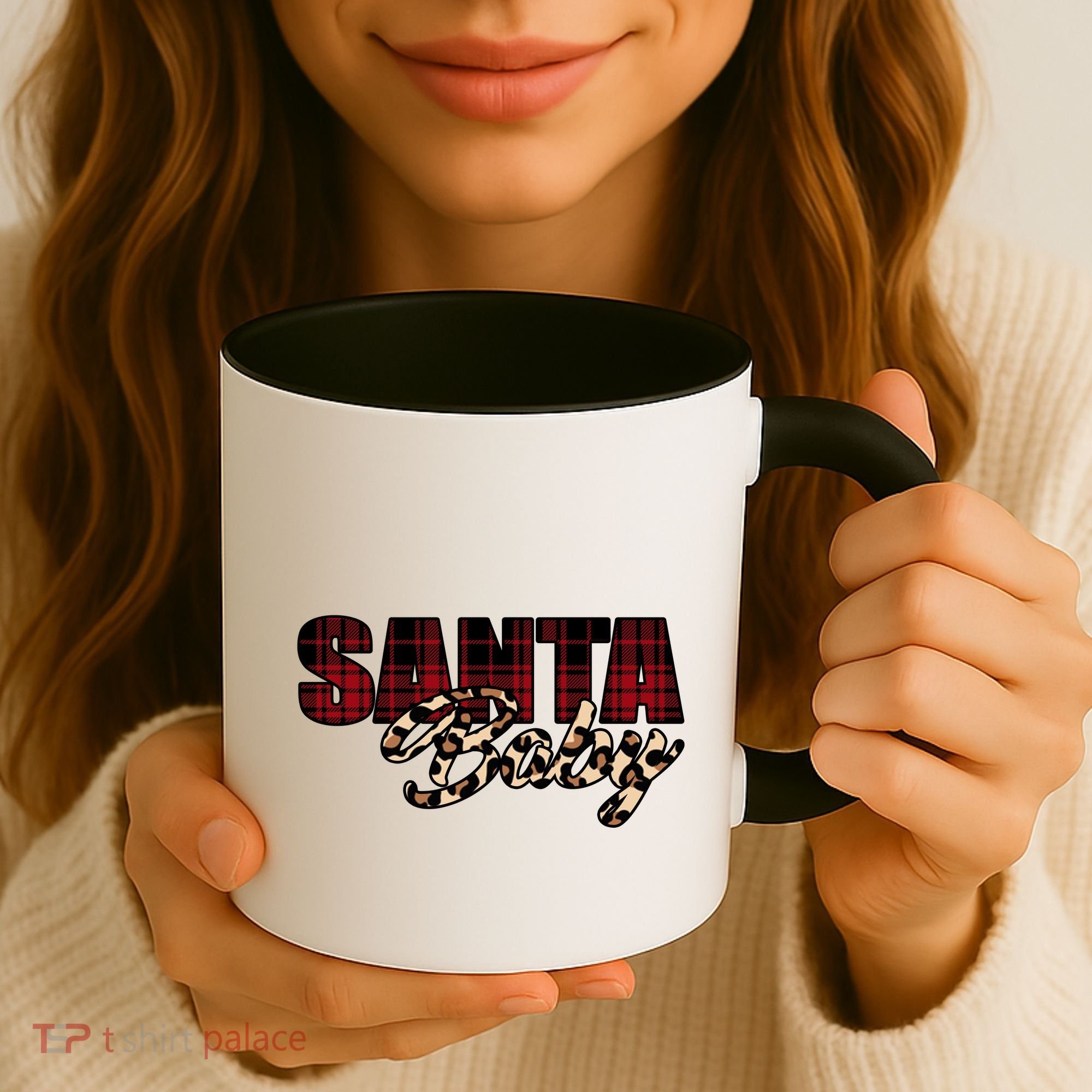 Santa Baby Leopard Christmas Pattern Logo Coffee Mug