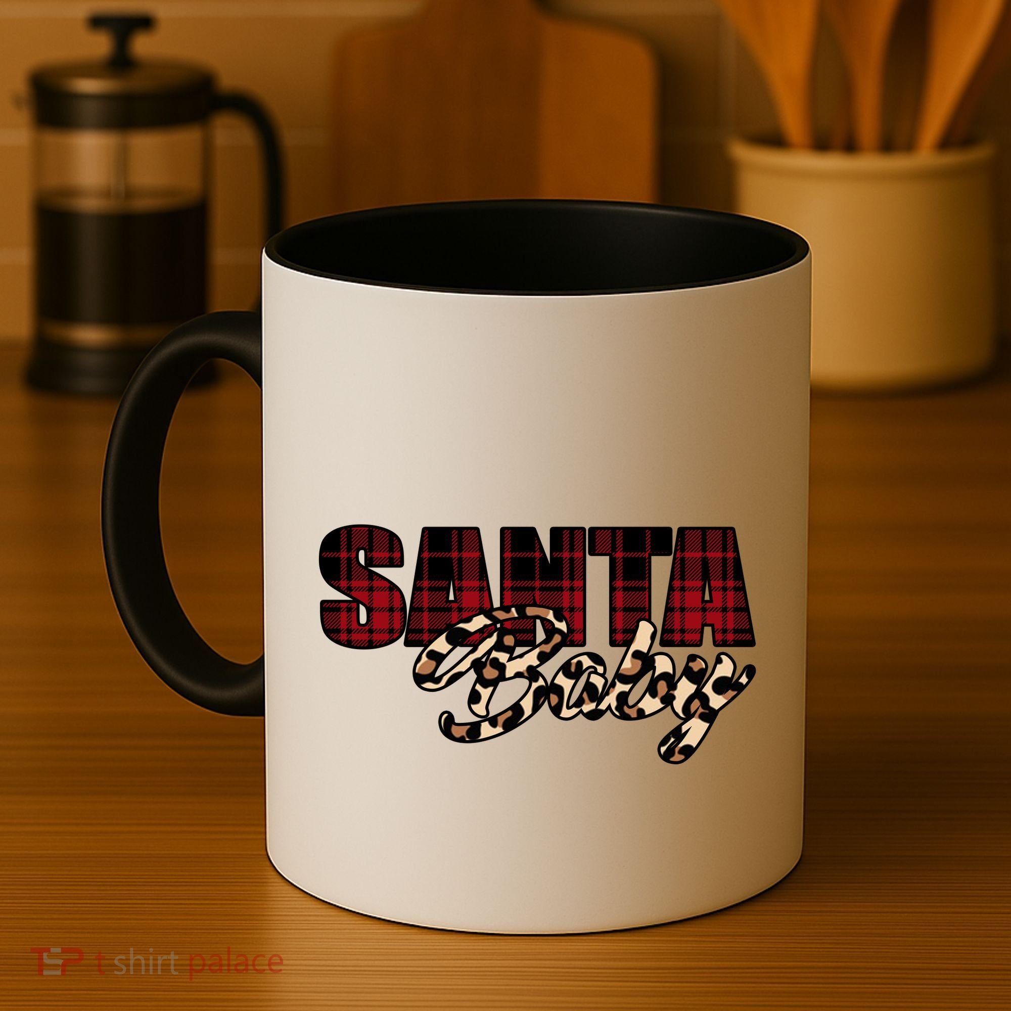 Santa Baby Leopard Christmas Pattern Logo Coffee Mug