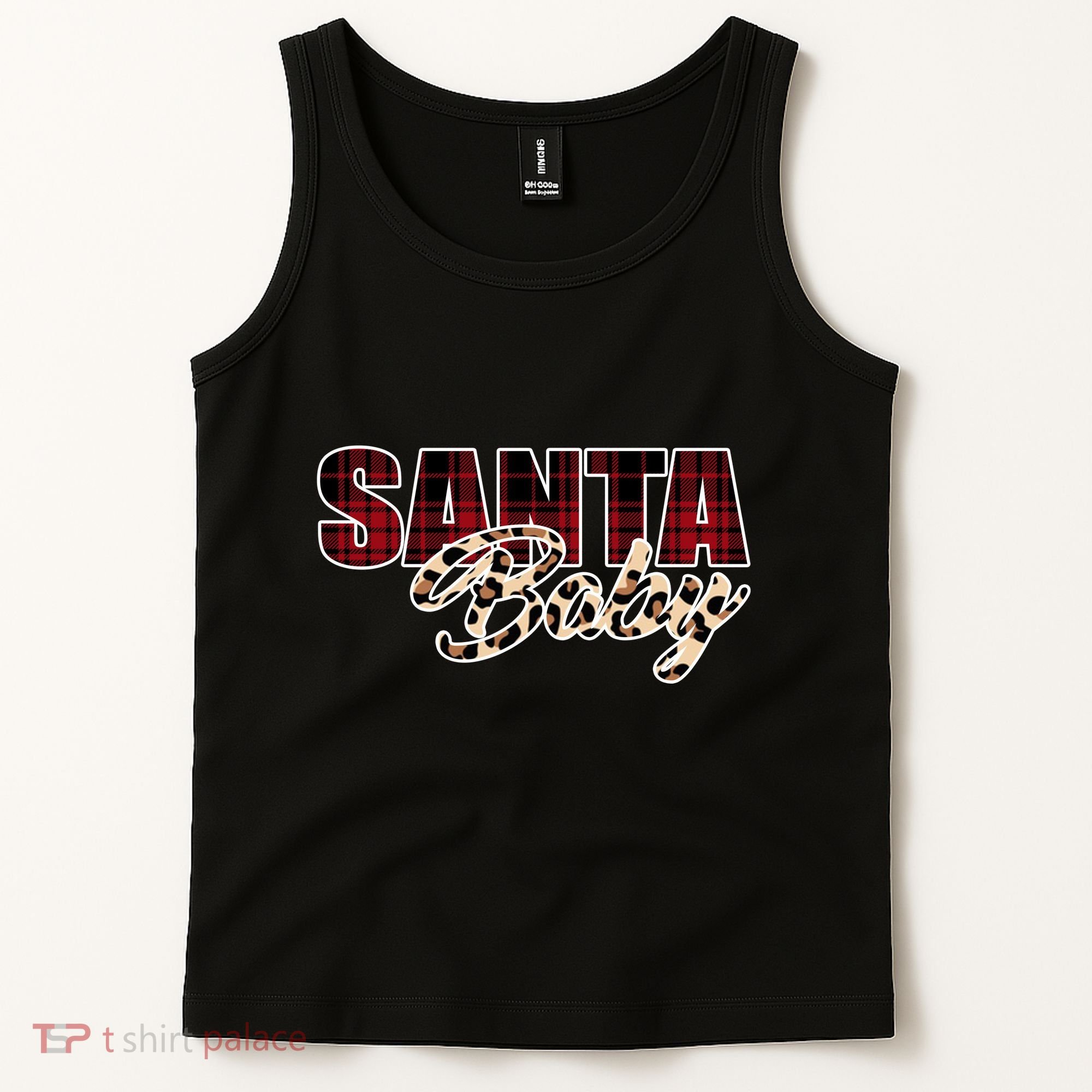 Santa Baby Leopard Christmas Pattern Logo Tank Top