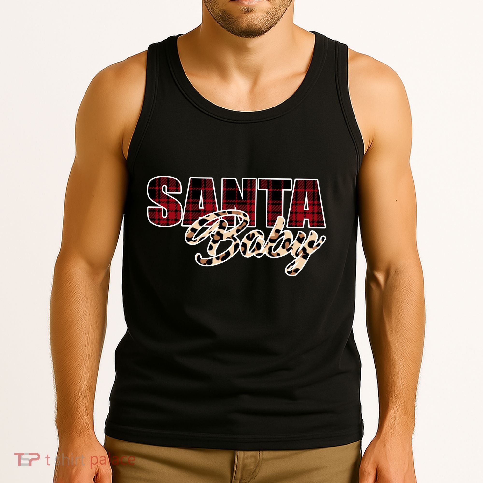 Santa Baby Leopard Christmas Pattern Logo Tank Top