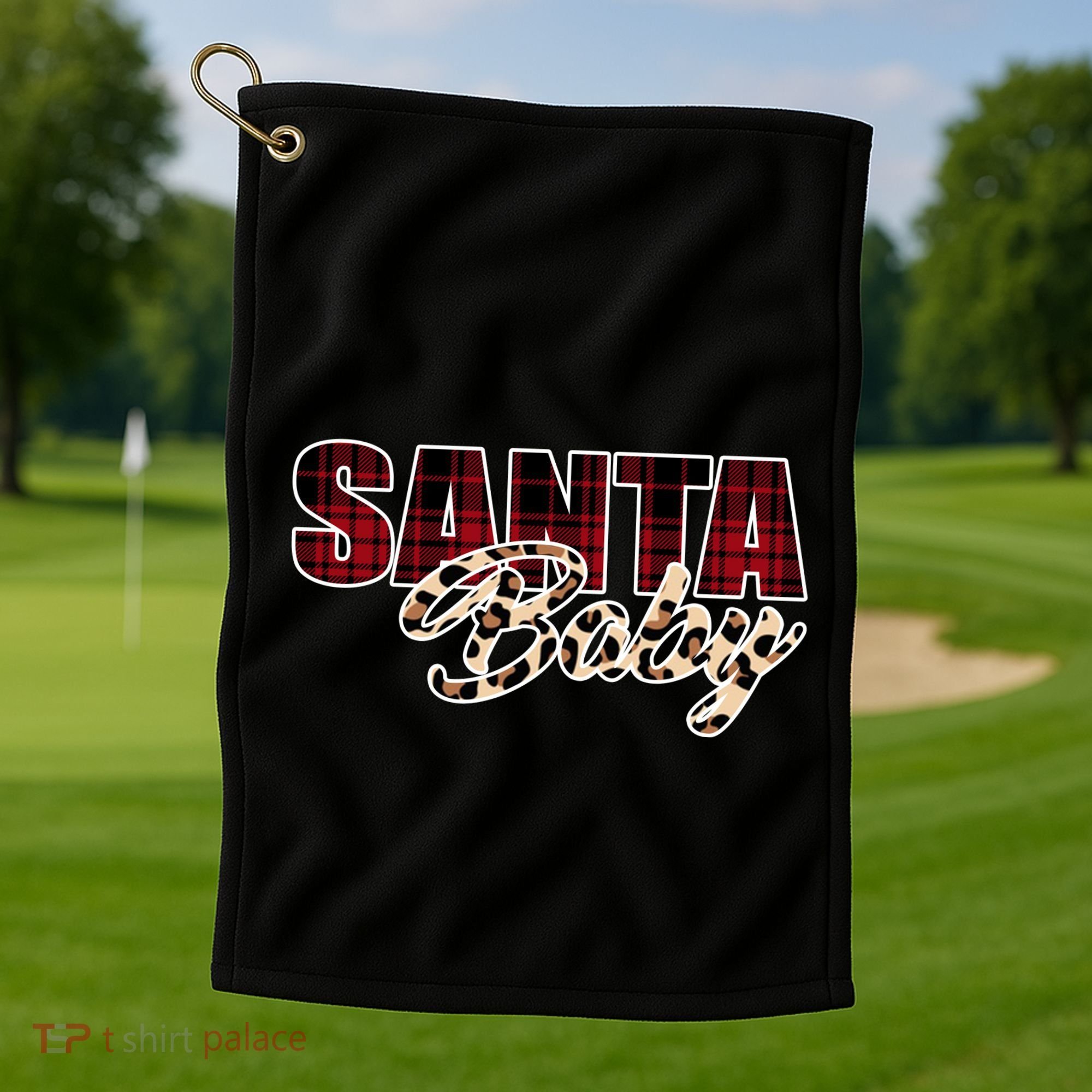 Santa Baby Leopard Christmas Pattern Logo Golf Towel