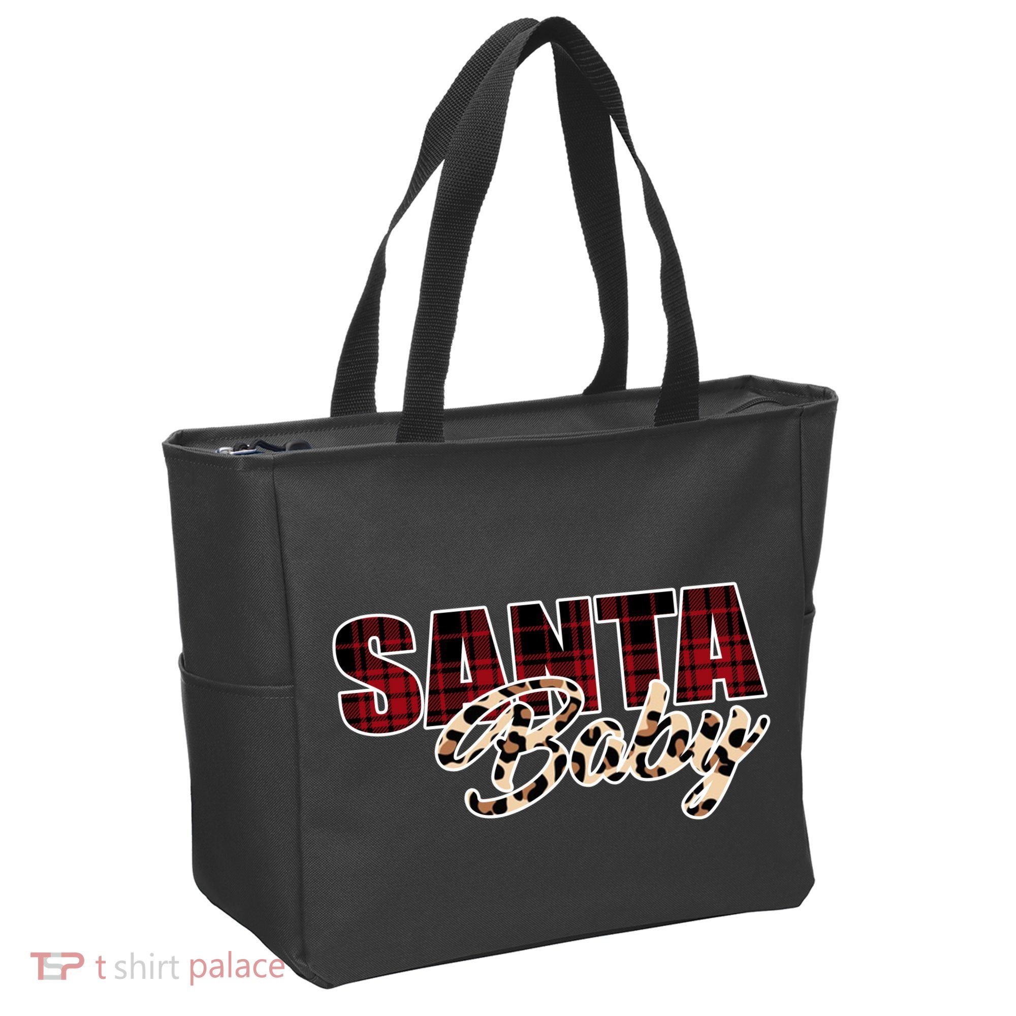 Santa Baby Leopard Christmas Pattern Logo Tote Bag