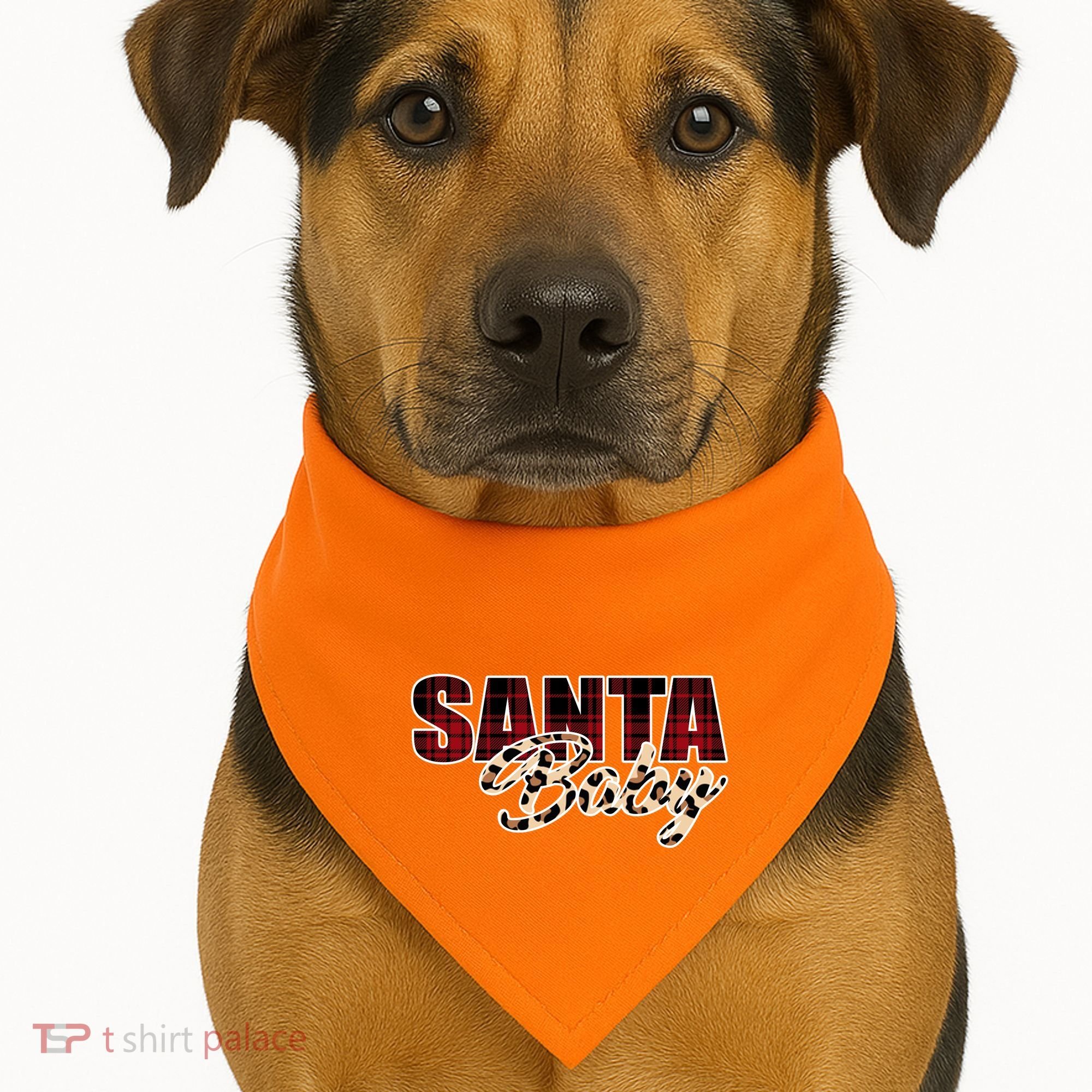 Santa Baby Leopard Christmas Pattern Logo USA-Made Doggie Bandana