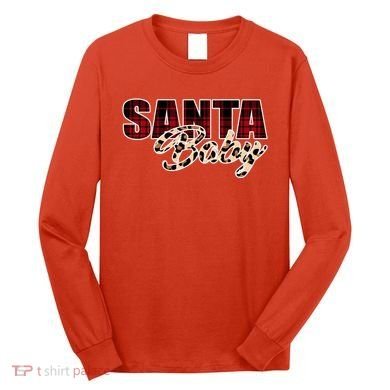 Santa Baby Leopard Christmas Pattern Logo Long Sleeve Shirt