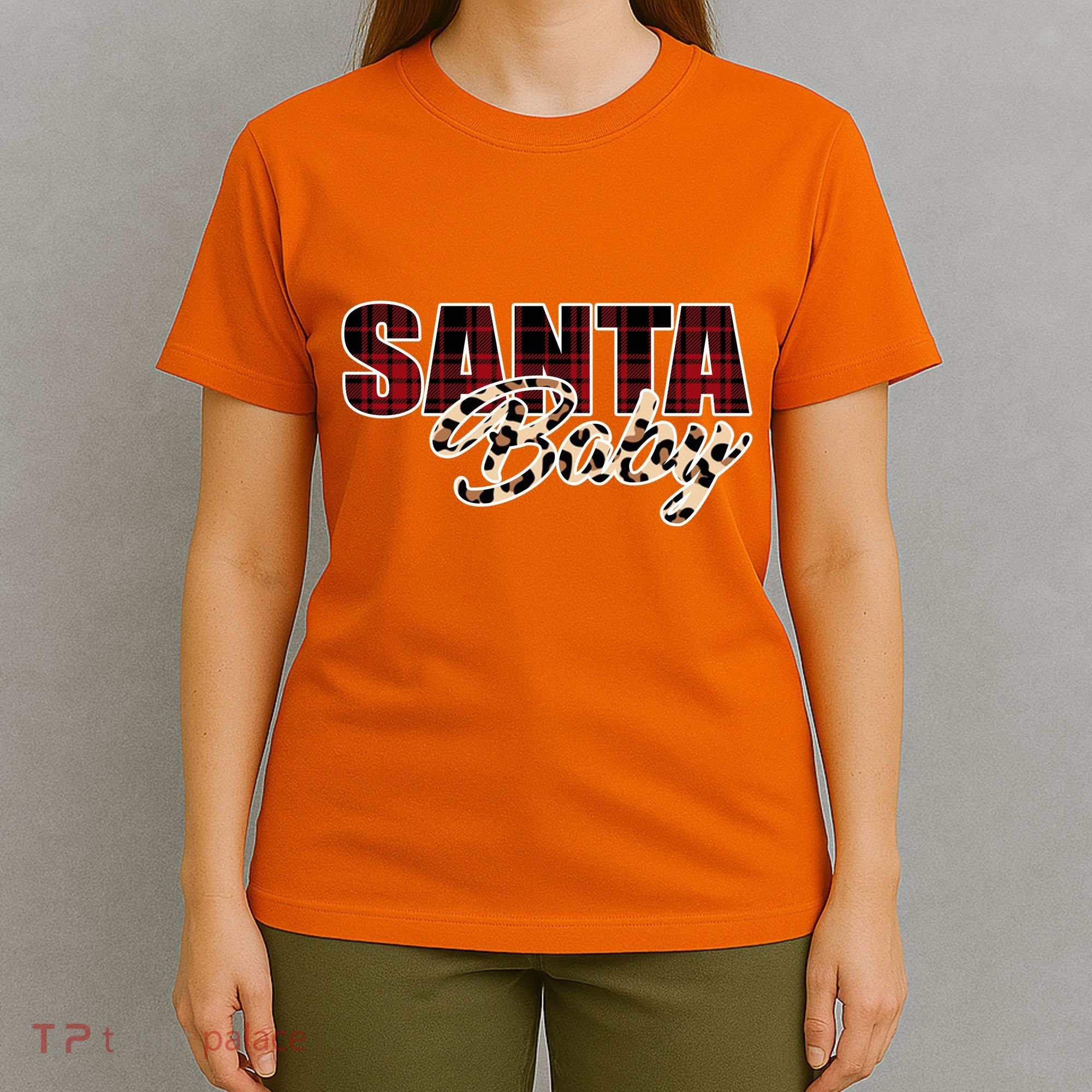 Santa Baby Leopard Christmas Pattern Logo T-Shirt